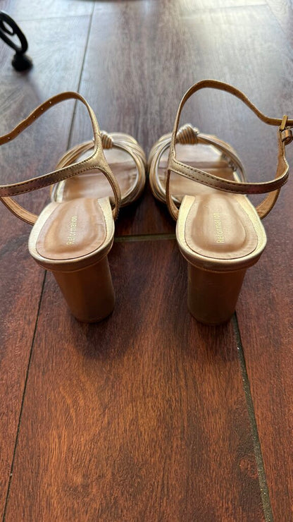 Metallic Knot Block Heels