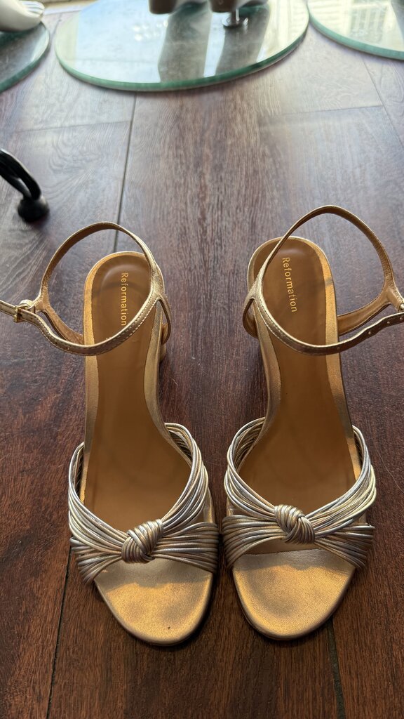 Metallic Knot Block Heels