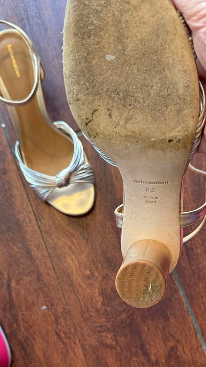 Metallic Knot Block Heels