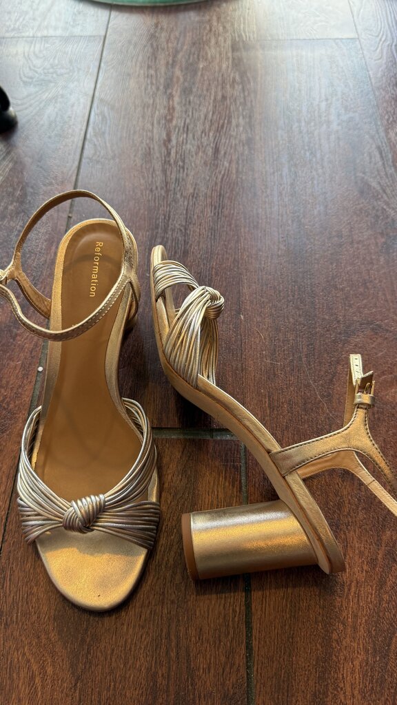 Metallic Knot Block Heels