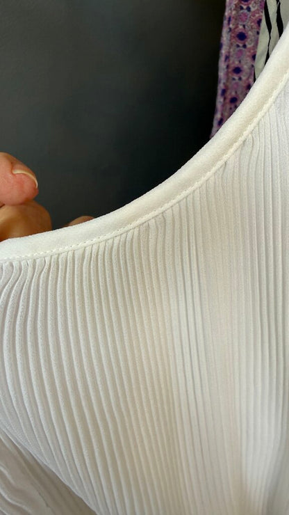 Pleated Tie Neck Sleeveless Blouse