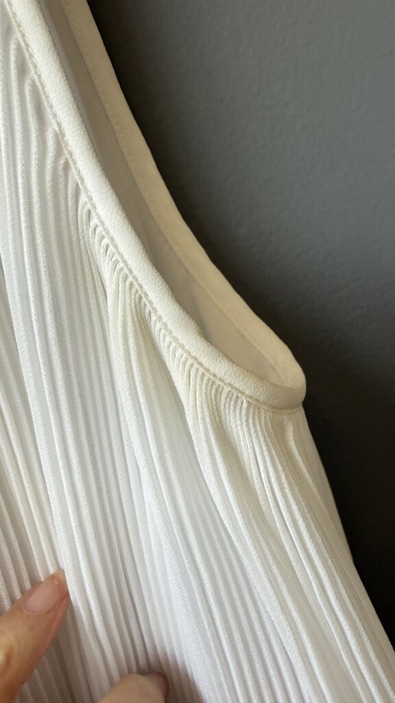 Pleated Tie Neck Sleeveless Blouse