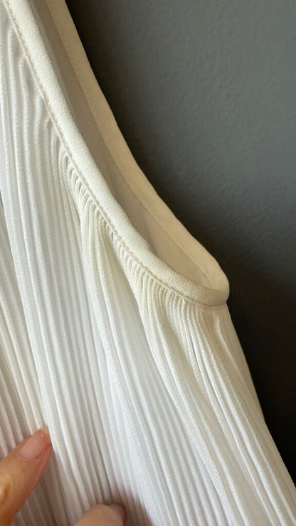Pleated Tie Neck Sleeveless Blouse