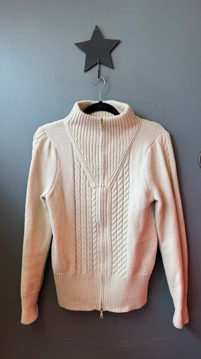 Cableknit Zip Up Cardigan Sweater