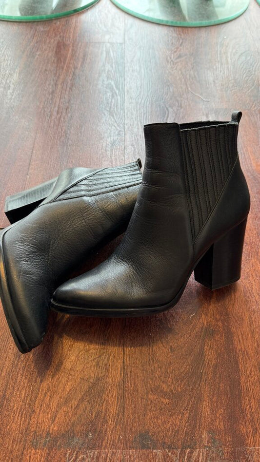 Pointed Block Heel Booties
