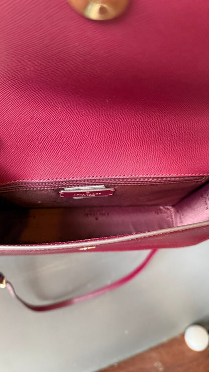 Saffiano Leather Flap Chain Crossbody Bag