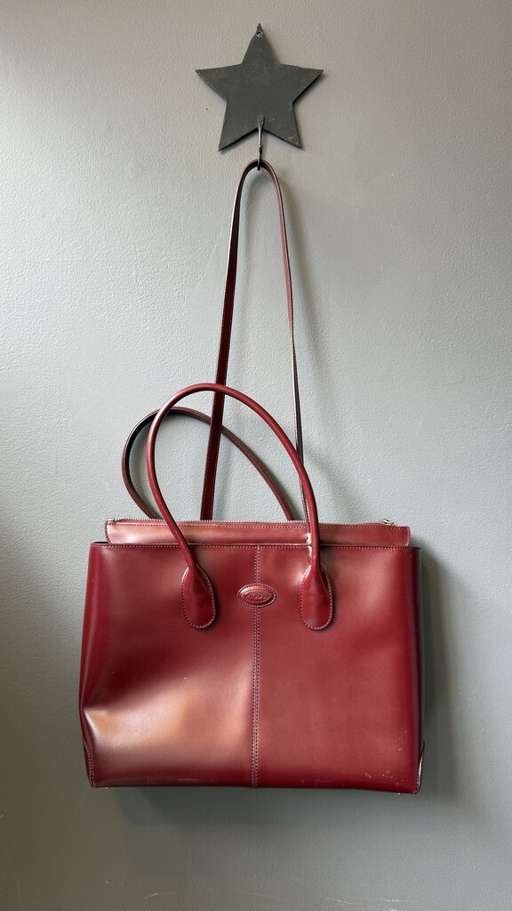Leather Top Handle Zipper Tote Bag