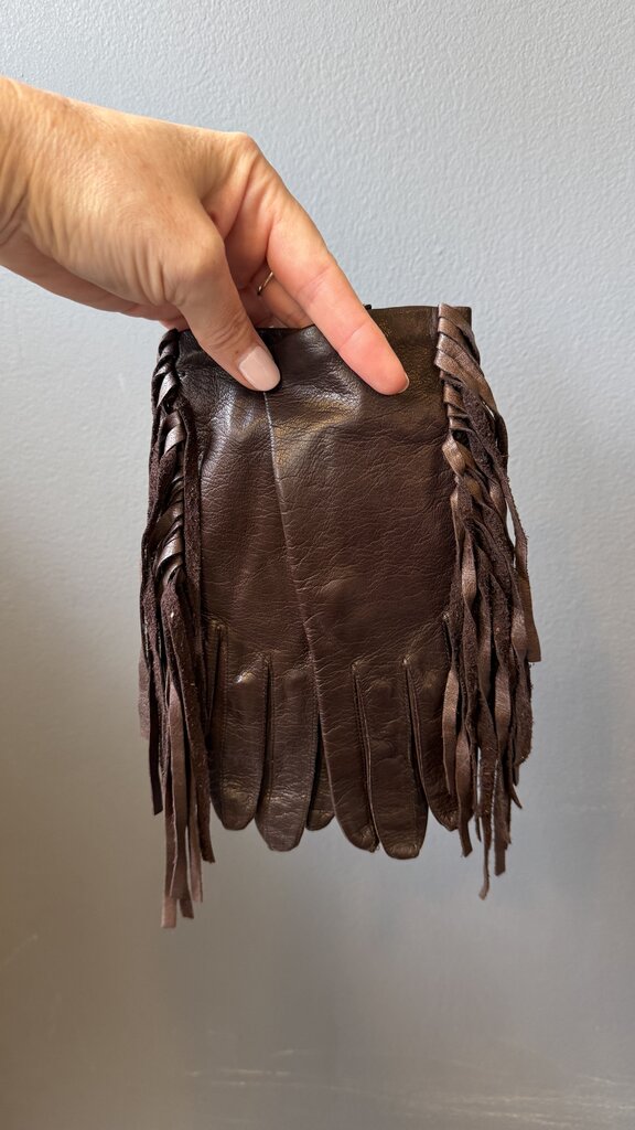 Vintage Fringe Leather Gloves