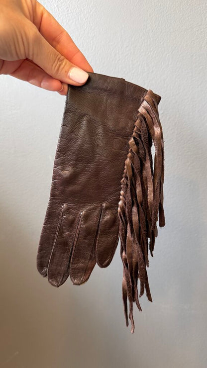 Vintage Fringe Leather Gloves