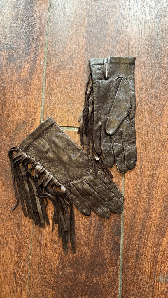 Vintage Fringe Leather Gloves