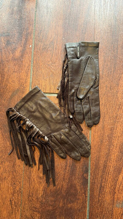 Vintage Fringe Leather Gloves
