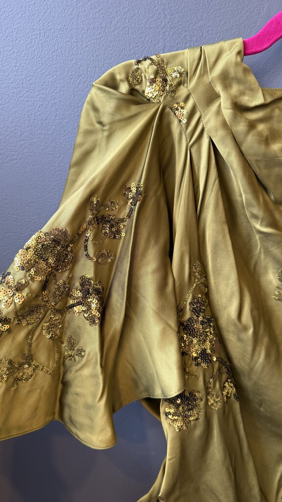 Satin Draped Sequin Blouse