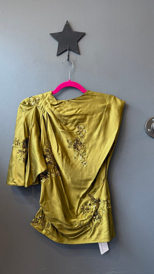 Satin Draped Sequin Blouse
