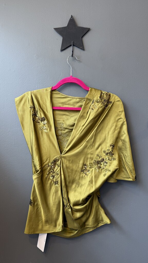 Satin Draped Sequin Blouse