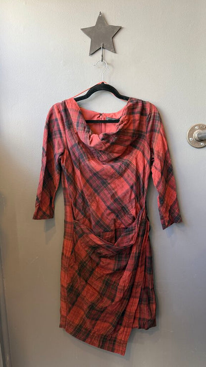 Plaid Flannel Wrap Front Dress