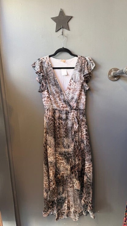 Snake Print High Low Dress