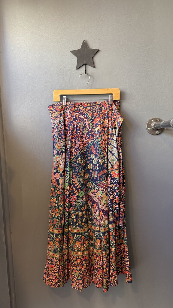 Printed Wrap Midi Skirt