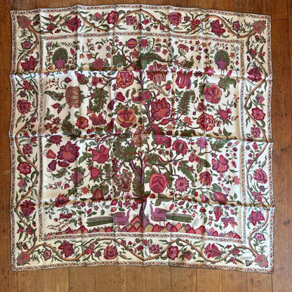Silk Vintage Floral Square Scarf