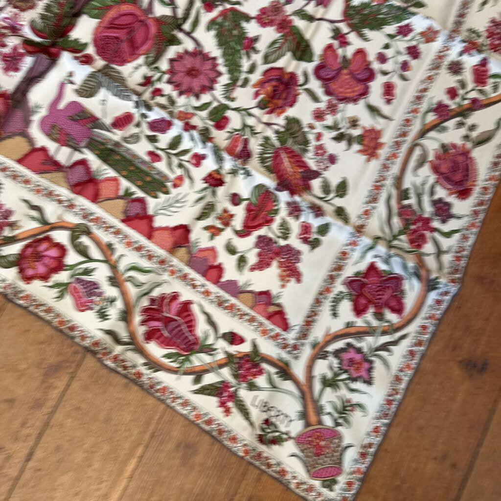 Silk Vintage Floral Square Scarf