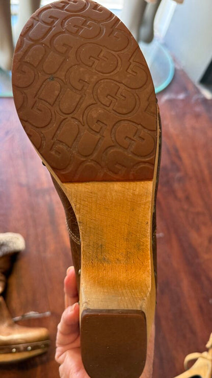 Leather Shearling Clog Boots