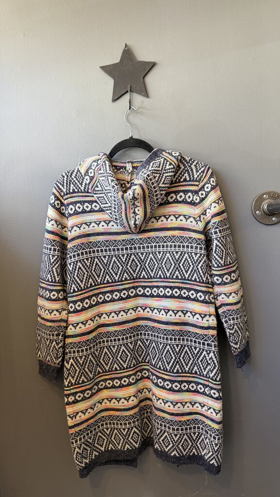 Stripe Print Hooded Cardigan Sweater