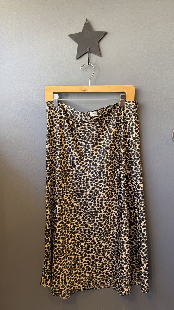 Leopard Aline Slip Midi Skirt