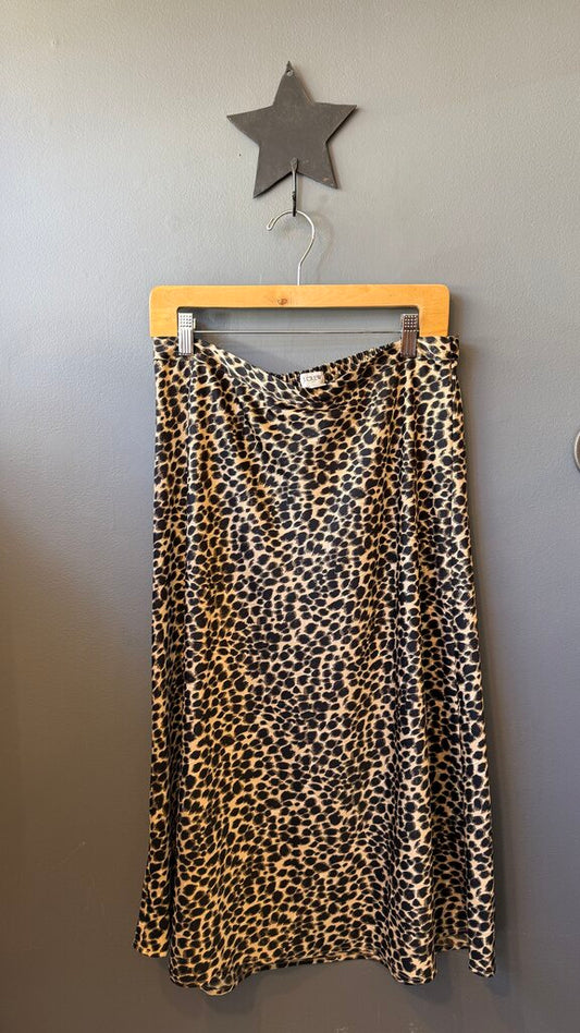Leopard Aline Slip Midi Skirt