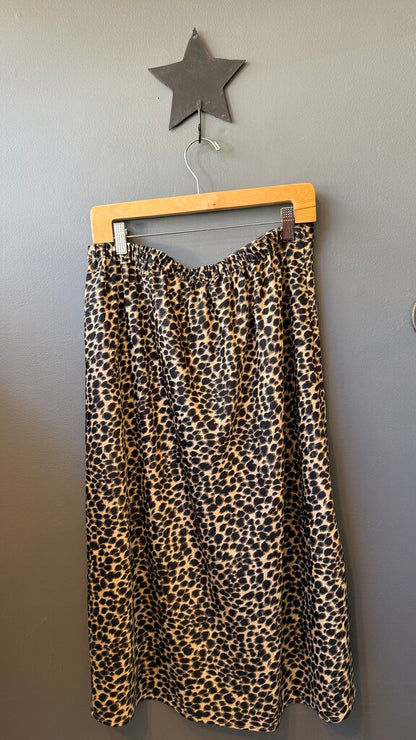 Leopard Aline Slip Midi Skirt