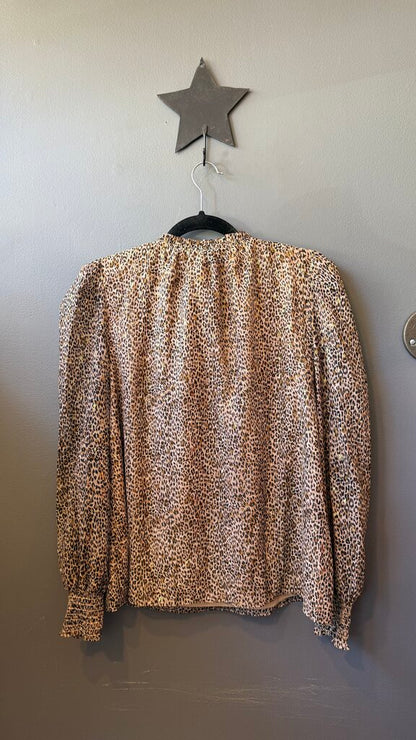 Leopard Puff Shoulder Blouse