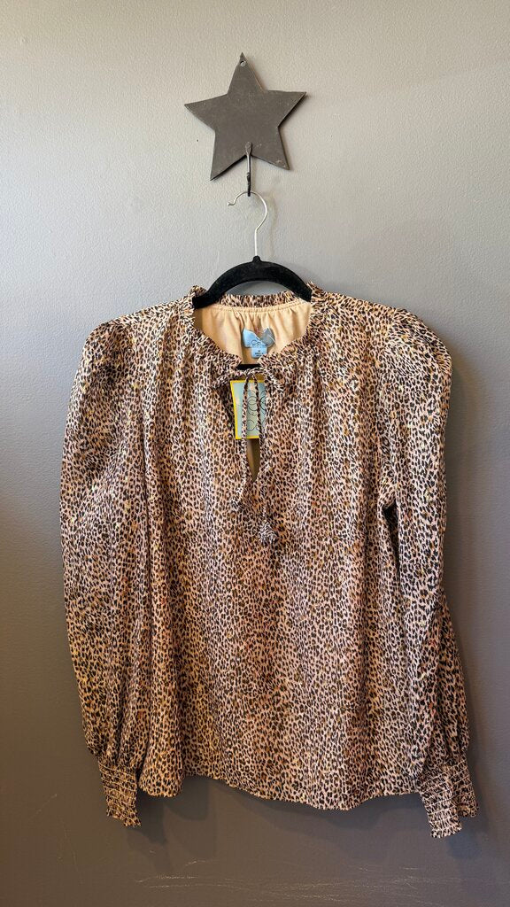 Leopard Puff Shoulder Blouse