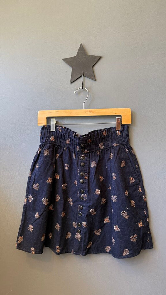 Corduroy Button Front Mini Skirt