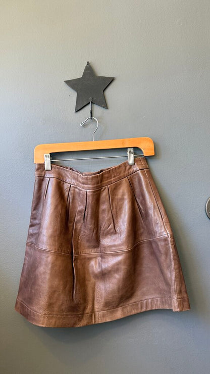 Lamb Leather Flare Mini Skirt