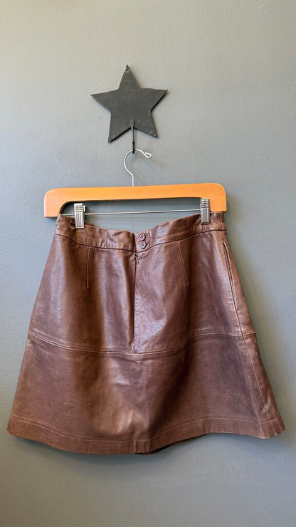 Lamb Leather Flare Mini Skirt