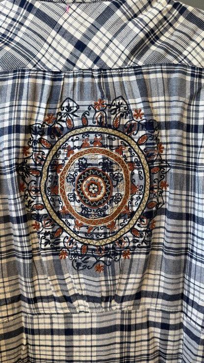 Plaid Embroidered Back Top