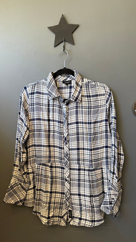 Plaid Embroidered Back Top