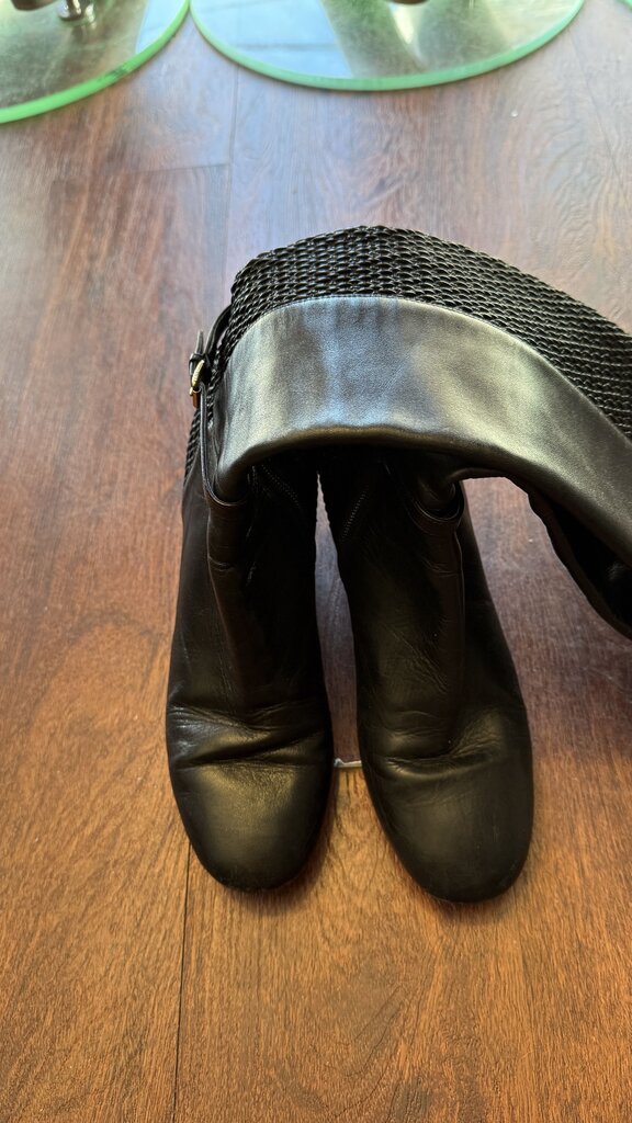 Tall Leather Wedge Boots