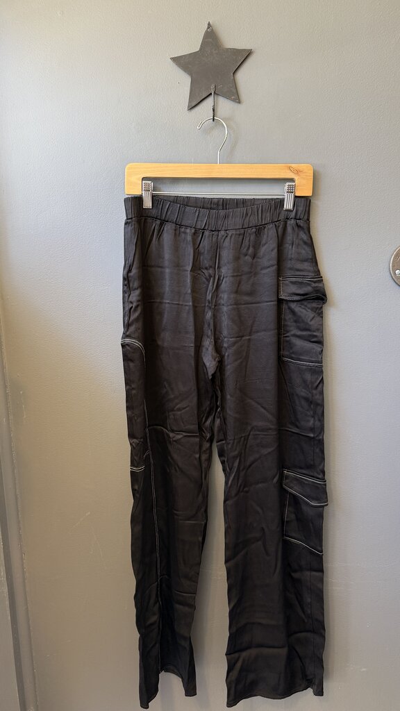 Satin Cargo Straight Leg Pants