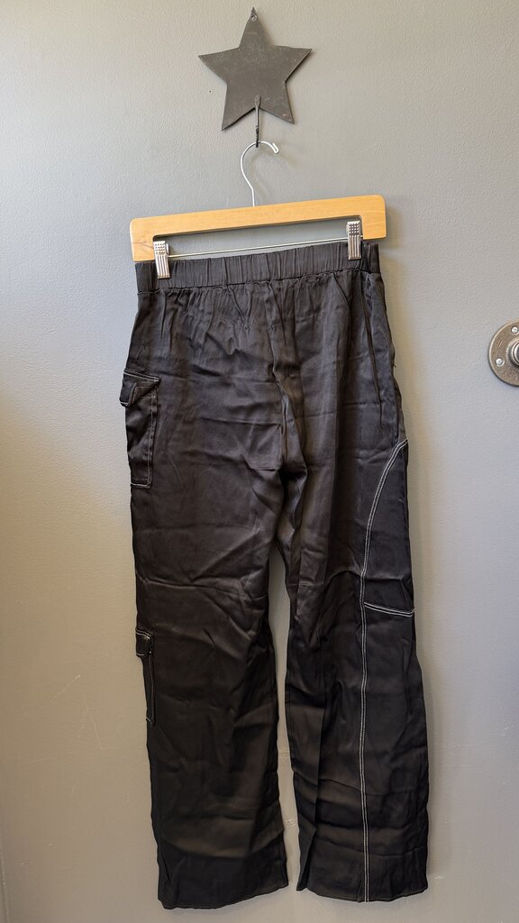 Satin Cargo Straight Leg Pants