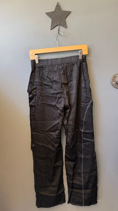 Satin Cargo Straight Leg Pants