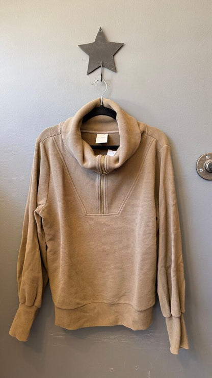 Ribbed Shawl Collar 1/4 Zip Sweatshirt