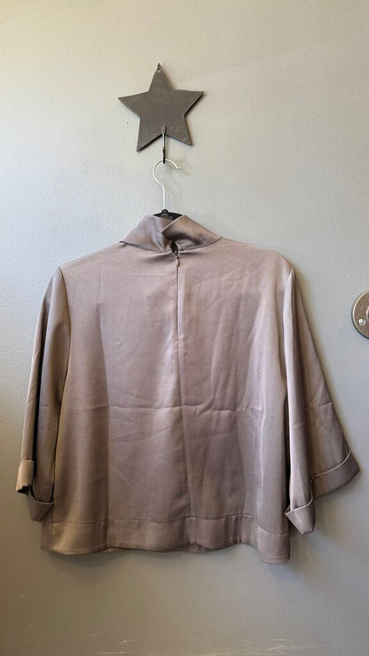 Satin Mockneck Collar Blouse
