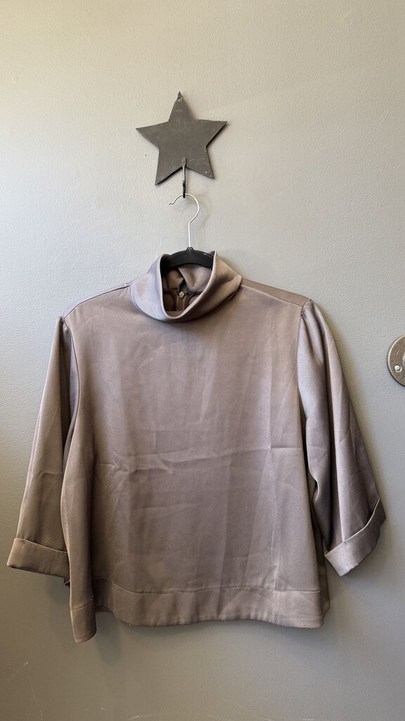 Satin Mockneck Collar Blouse