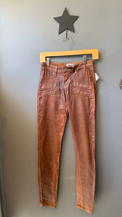 Coated Zipper Skinny Jeans