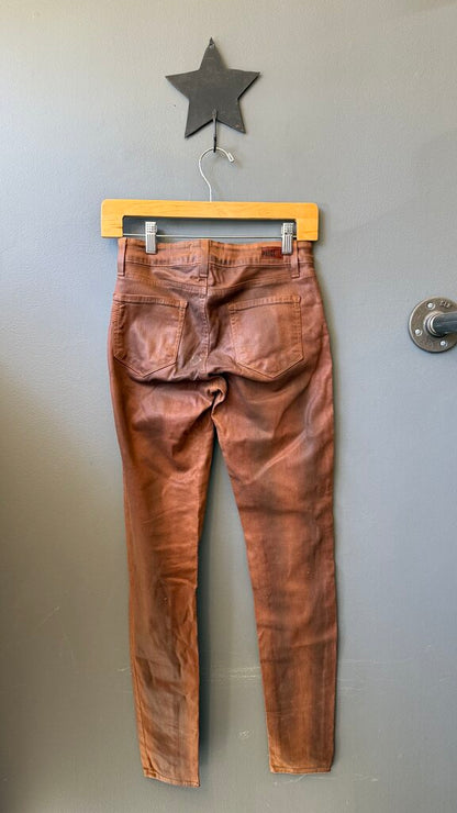 Coated Zipper Skinny Jeans
