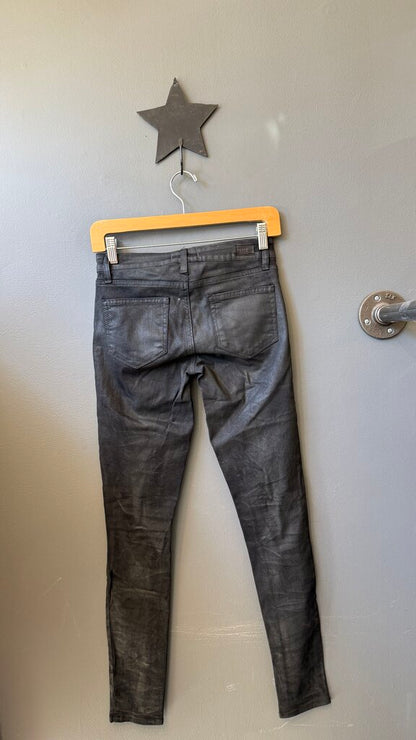 Coated Zipper Skinny Jeans