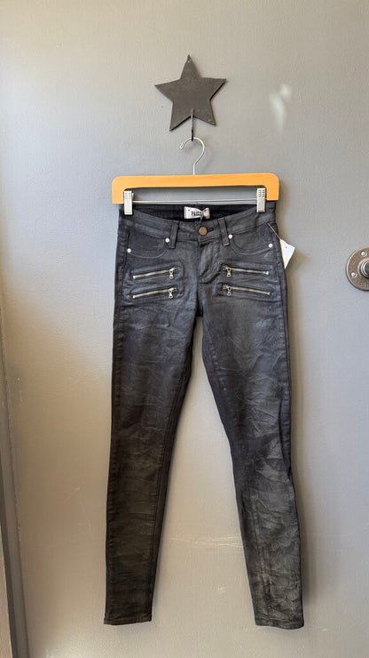 Coated Zipper Skinny Jeans