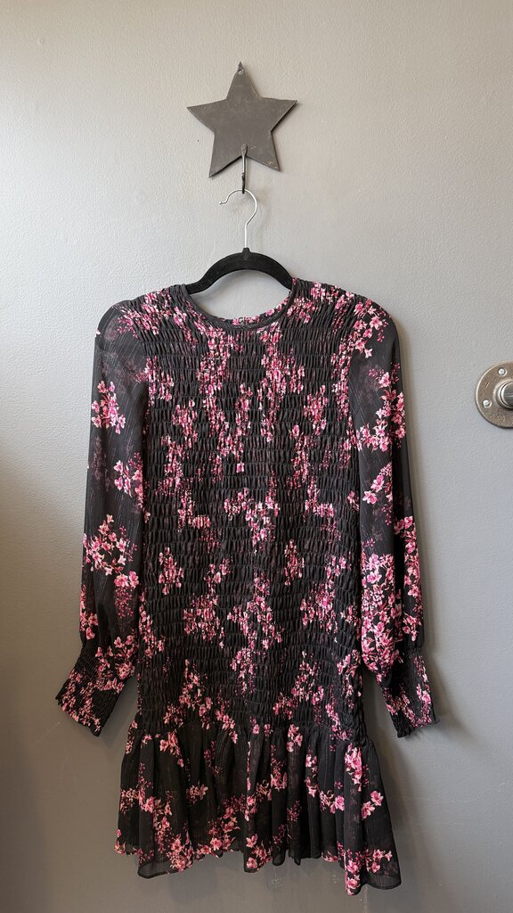 Smocked Sheer Floral Dress