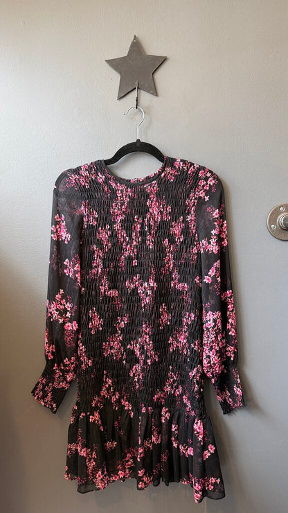Smocked Sheer Floral Dress