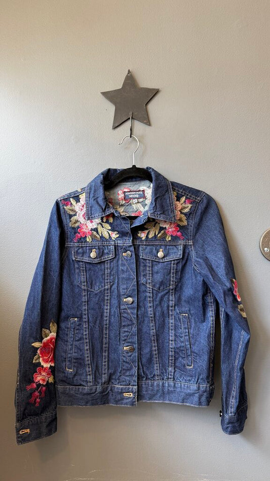 Floral Embroidered Jean Jacket
