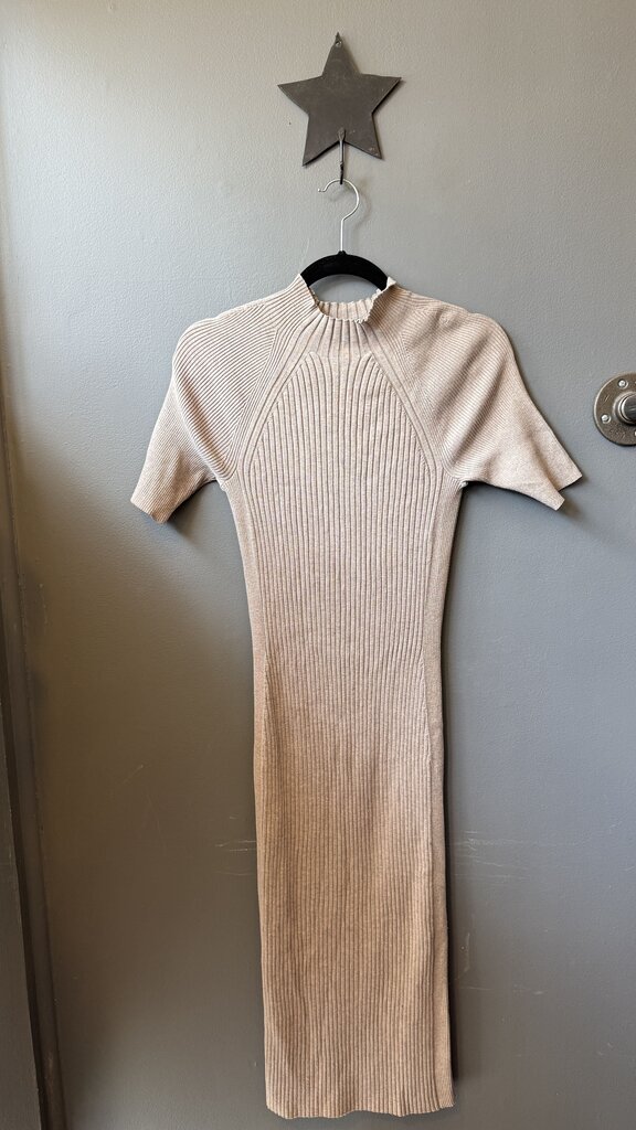 Ribbed Mockneck Midi Sweater Dress